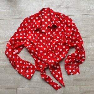 Red & White Polka Dot Button Down - Forever21